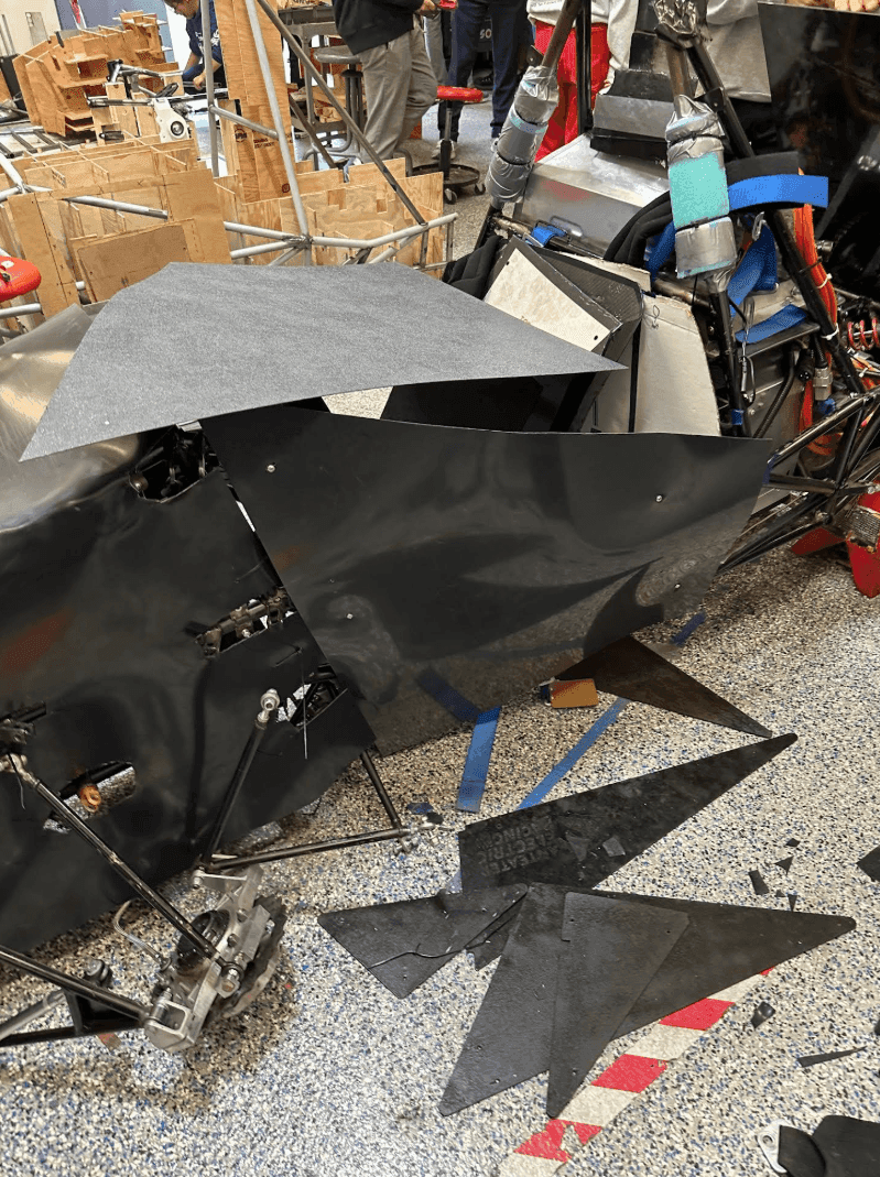 Cut polycarbonate panel offcuts on the shop floor