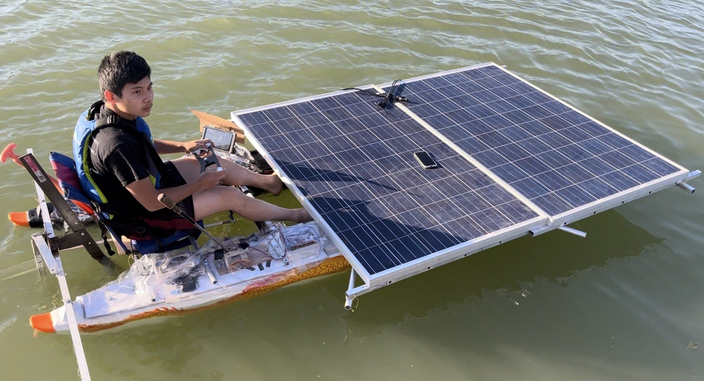 Solar powered electric boat